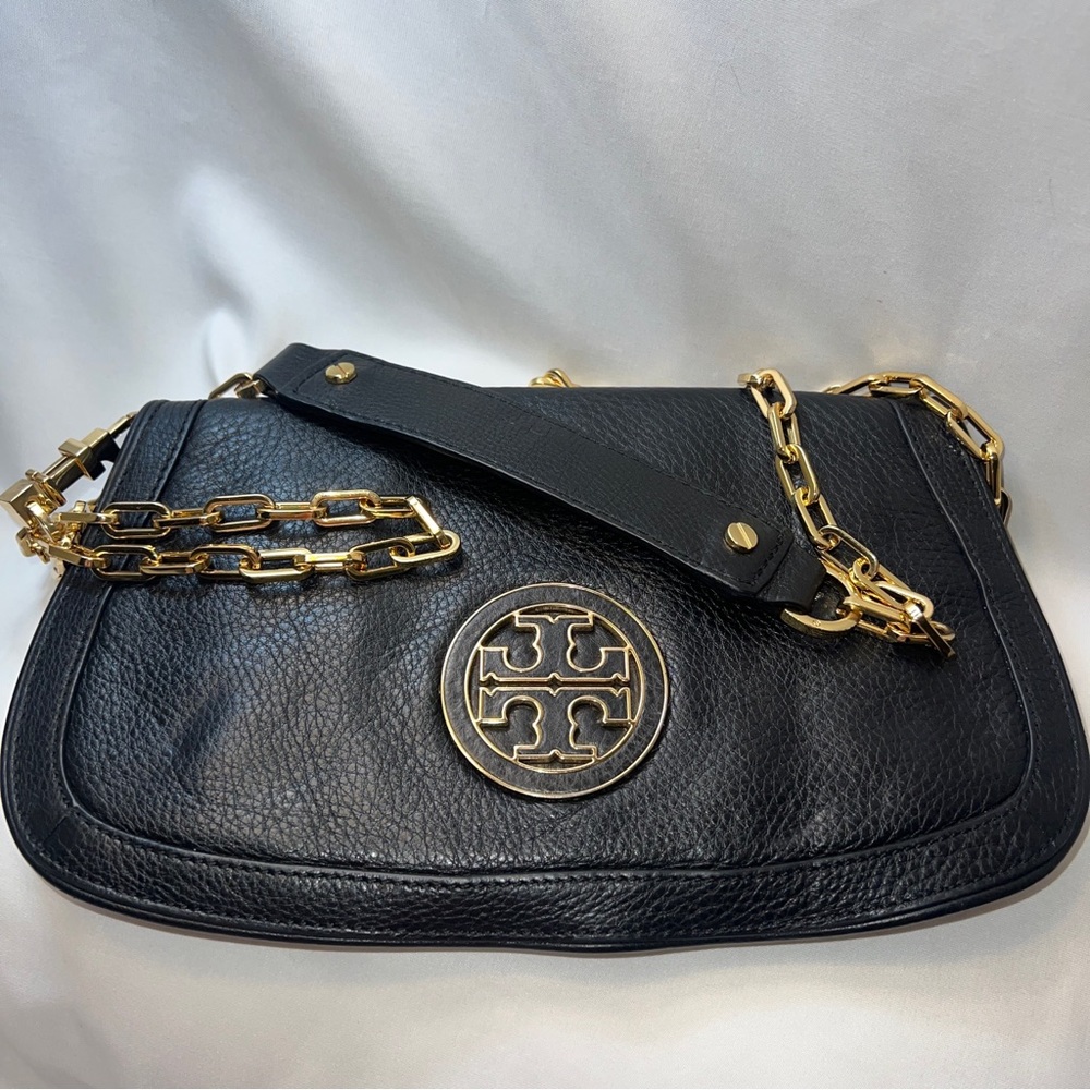 Tory Burch Black Leather Crossbody Chain Shoulder
